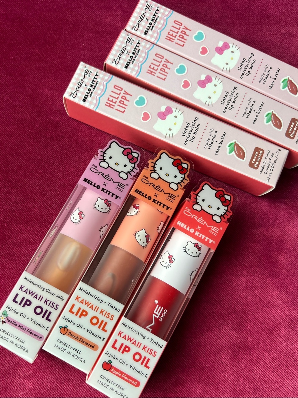 🆕 HELLO KITTY Crème Shop Lip Balm Oil Tinted Flavored Moisturizing She Butter E